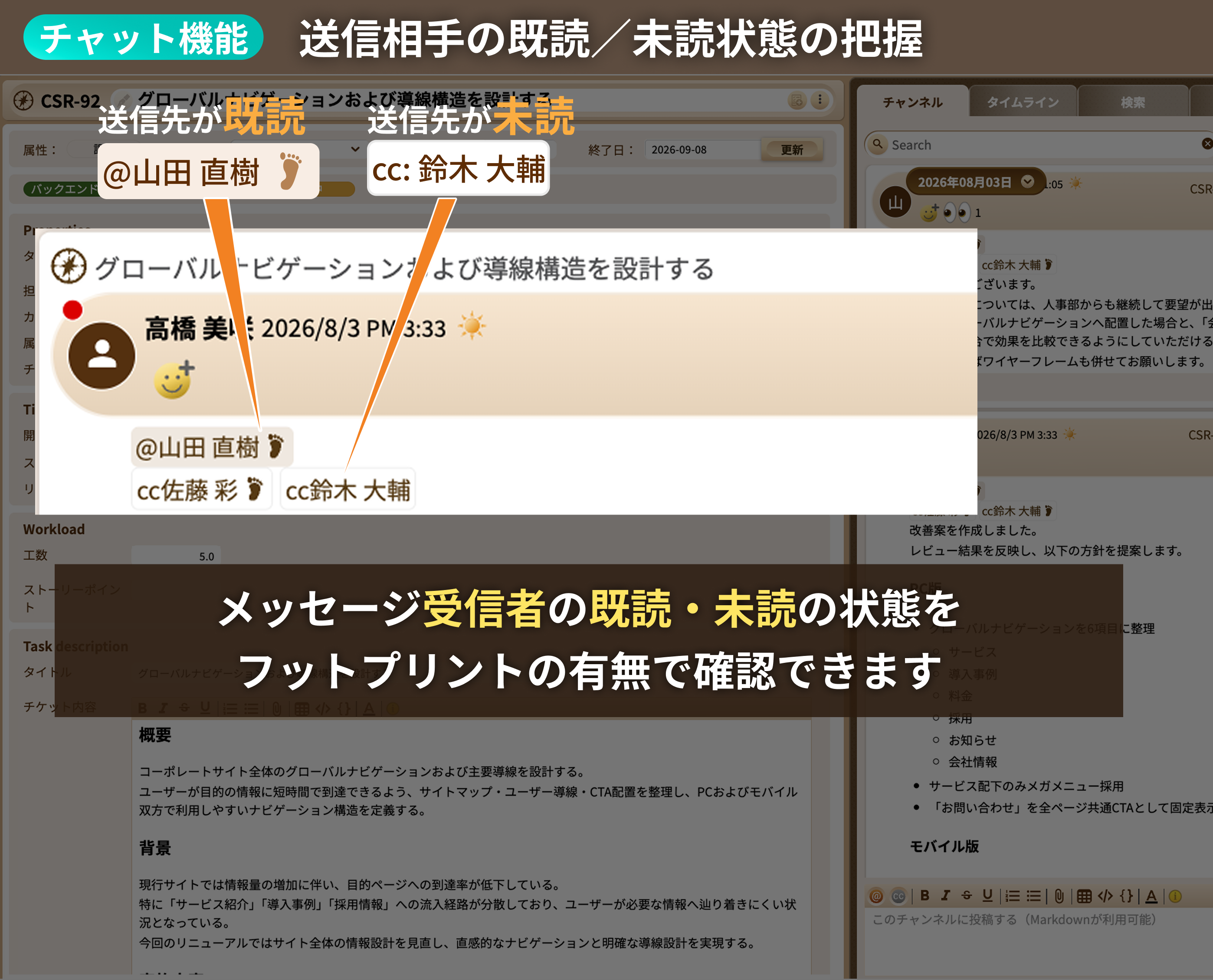 送信相手の既読・未読状態の把握