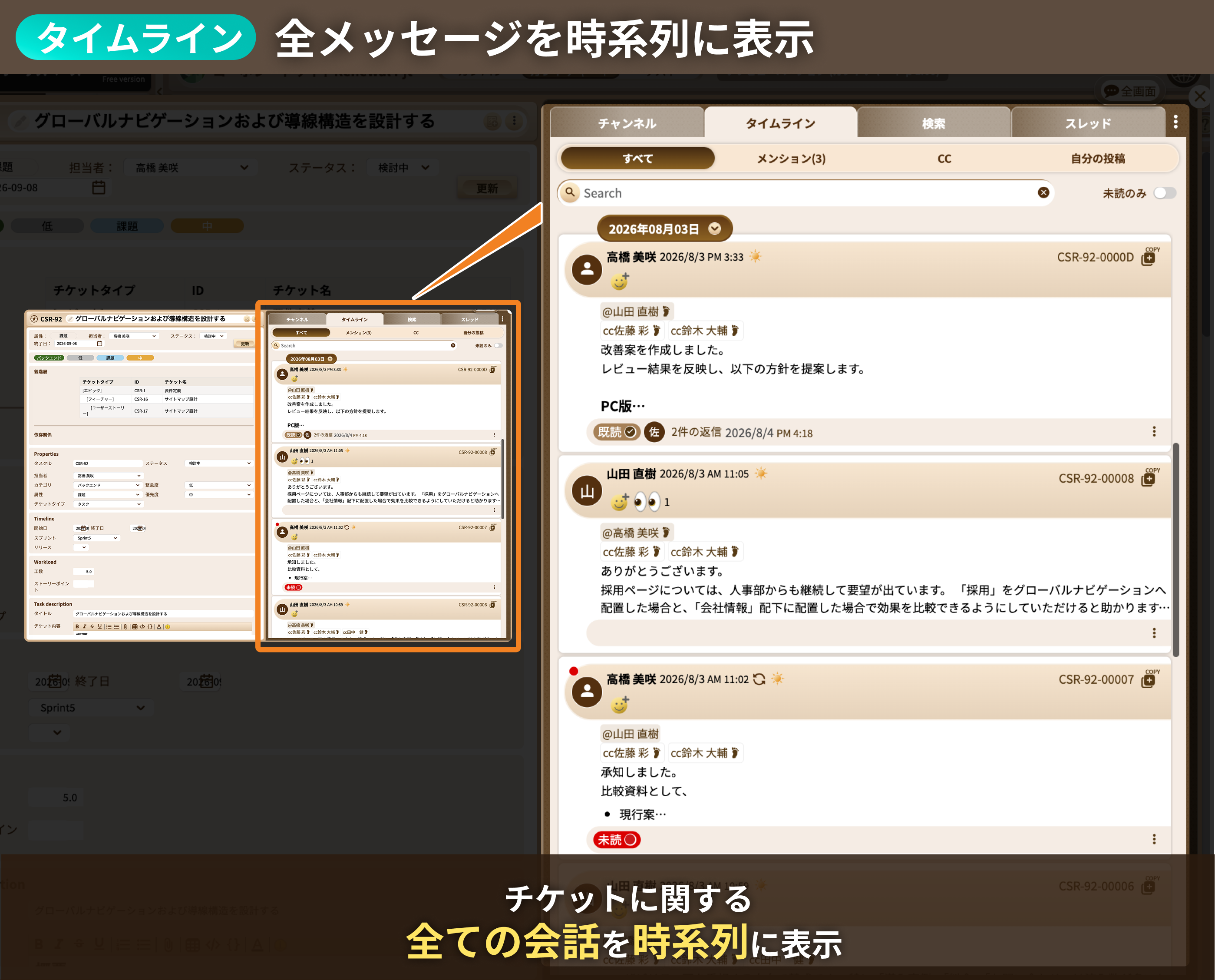 全メッセージを時系列に表示