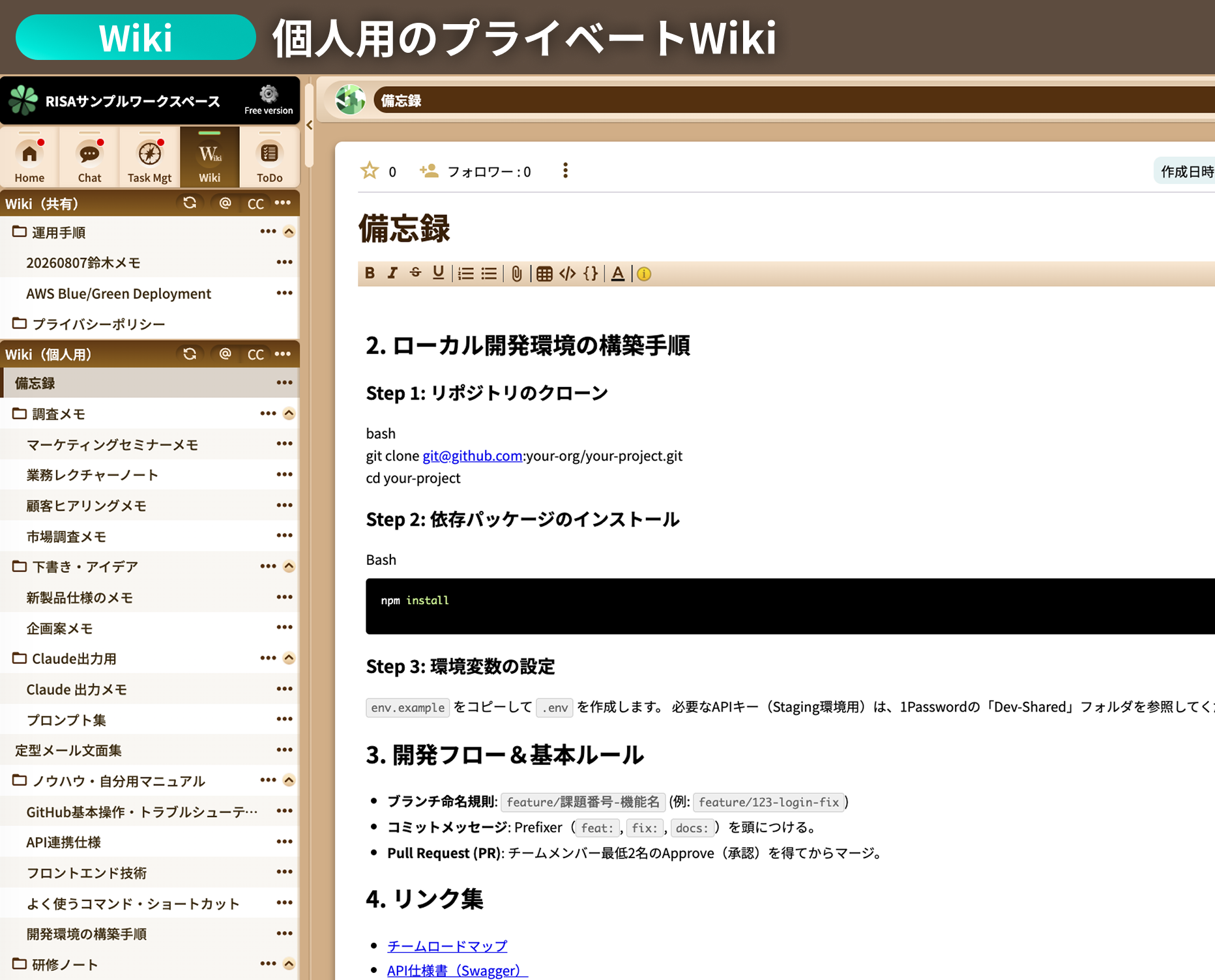 個人用のプライベートWiki